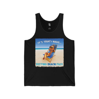 Resting Beach Face Unisex Jersey Tank - Vacation Art Boutique