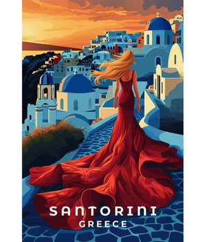Santorini Oia Sunset Travel Print - Vacation Art Boutique