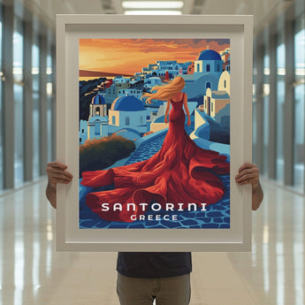 Santorini Oia Sunset Travel Print - Vacation Art Boutique