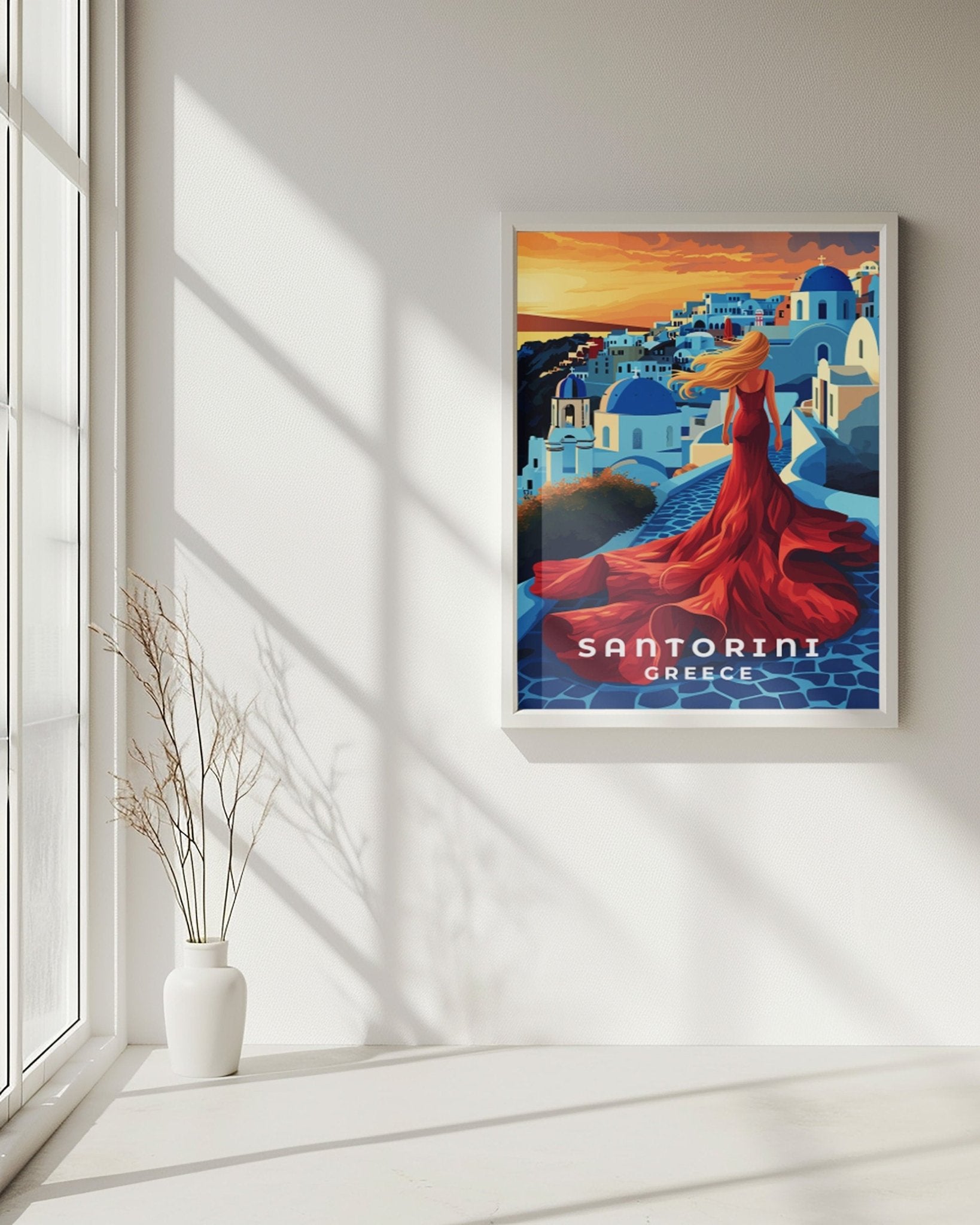 Santorini Oia Sunset Travel Print - Vacation Art Boutique