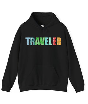 Traveler Word Art Cozy Vacation Hoodie - Vacation Art Boutique