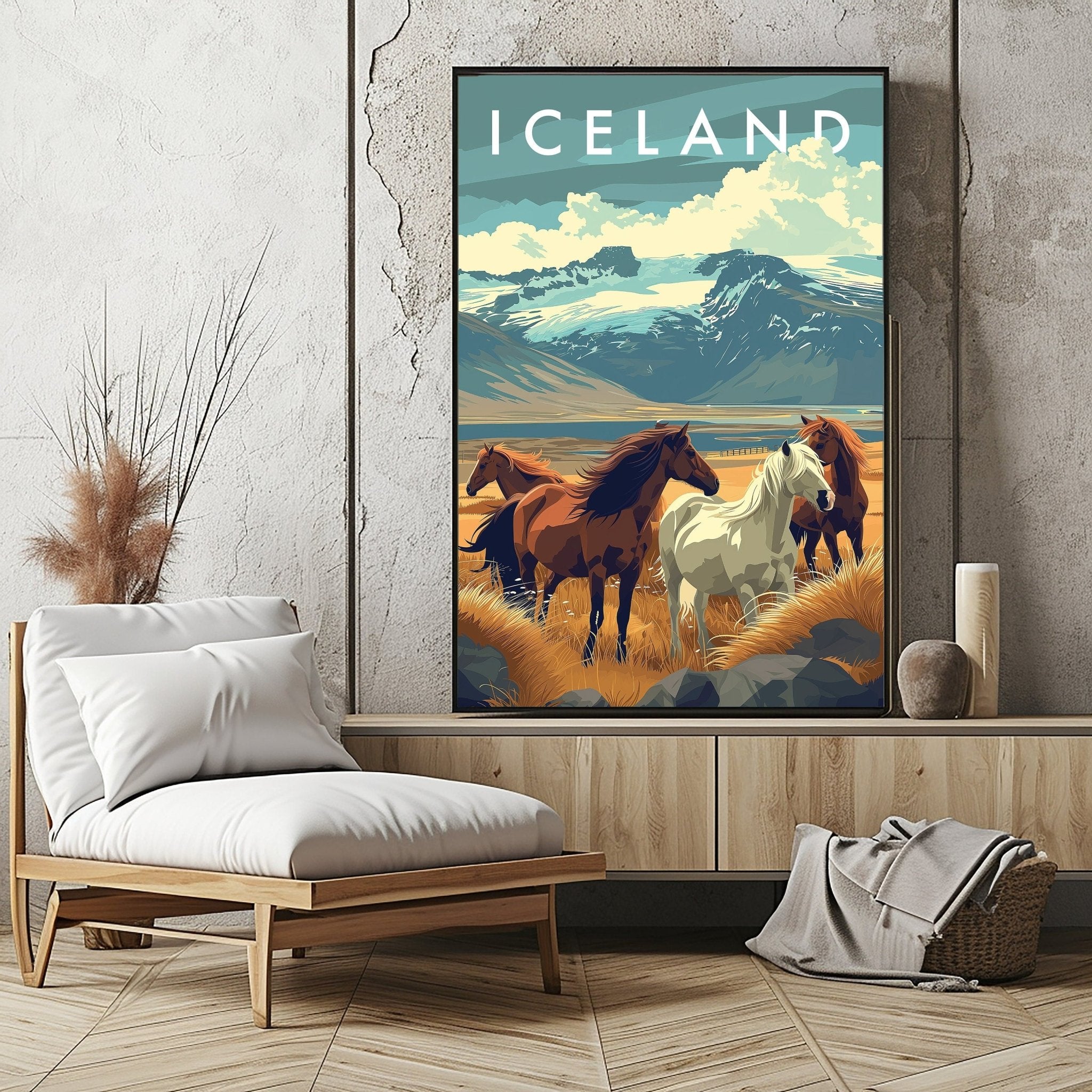 Vintage Icelandic Horse Travel Print - Vacation Art Boutique