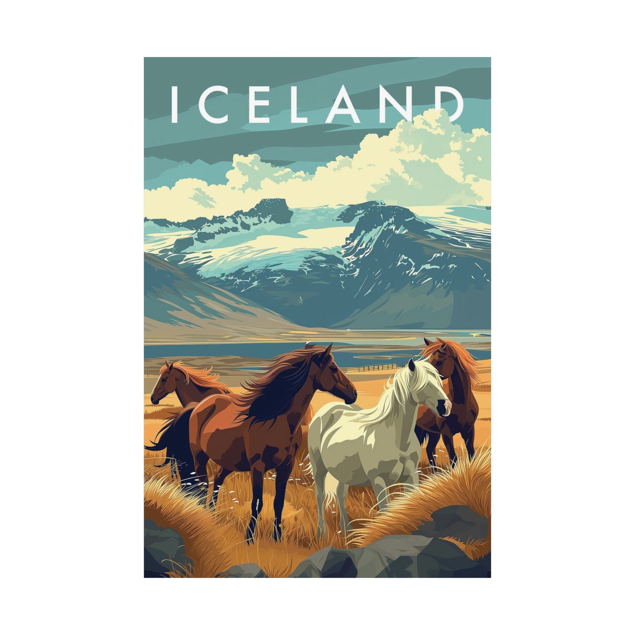 Vintage Icelandic Horse Travel Print - Vacation Art Boutique