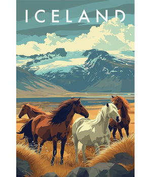Vintage Icelandic Horse Travel Print - Vacation Art Boutique