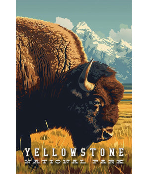 Yellowstone National Park Bison Travel Print - Vacation Art Boutique