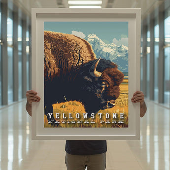 Yellowstone National Park Bison Travel Print - Vacation Art Boutique